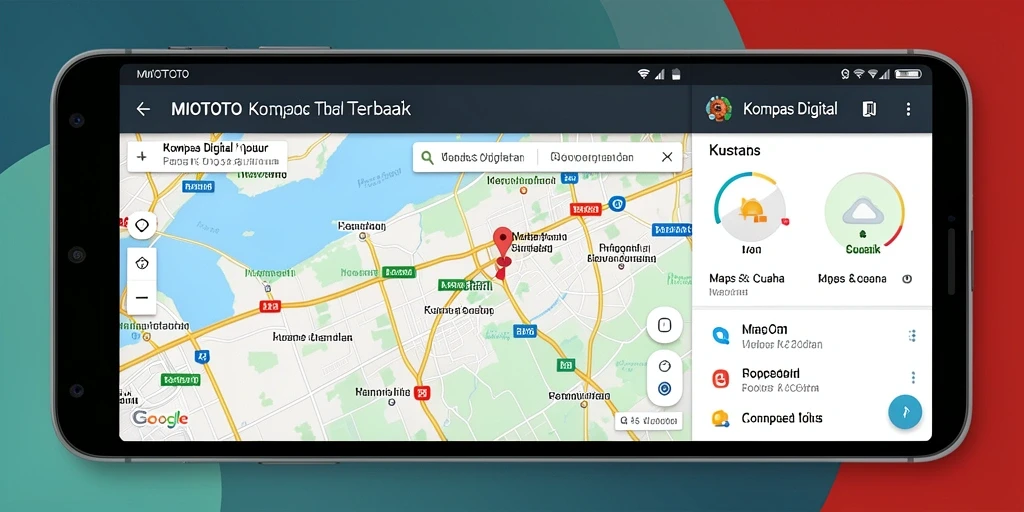 Antarmuka aplikasi MIOTOTO menampilkan kompas digital yang akurat.