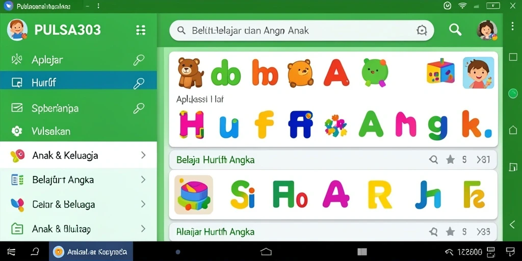 Antarmuka PULSA303 yang menarik dan interaktif untuk belajar huruf dan angka.