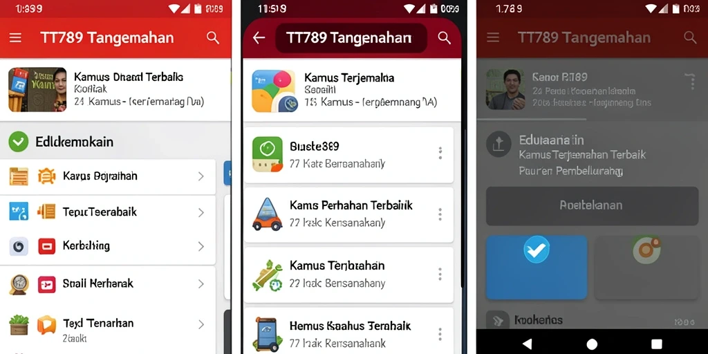 Tampilan antarmuka pengguna aplikasi Kamus Terjemahan TT789.